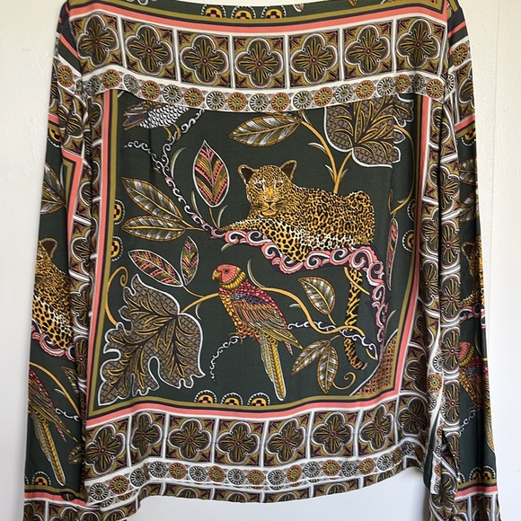 J.Crew Ornate Jungle Print Boat Neck Drapey Top - Picture 3 of 6